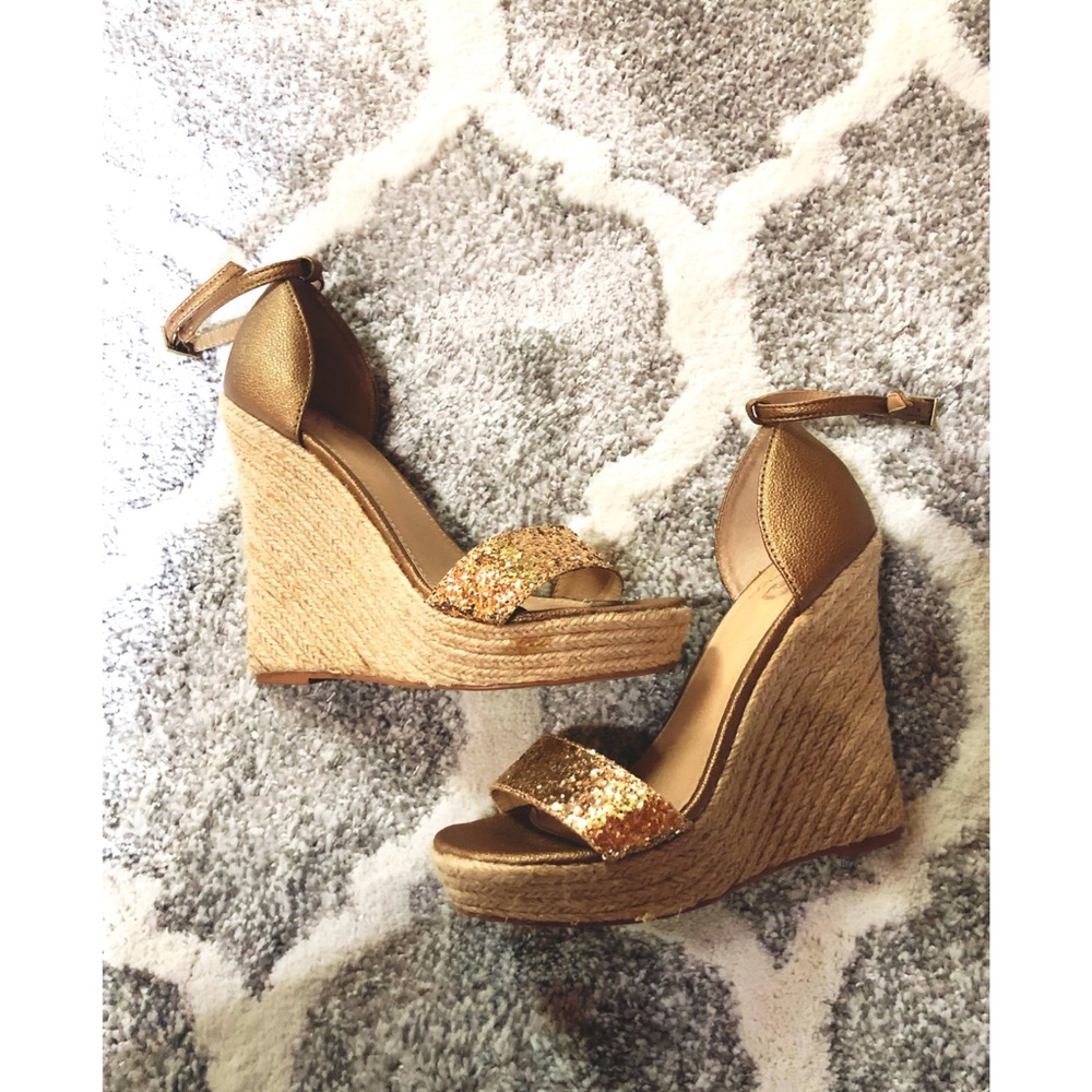 Colin Stuart Gold Espadrille Wedges